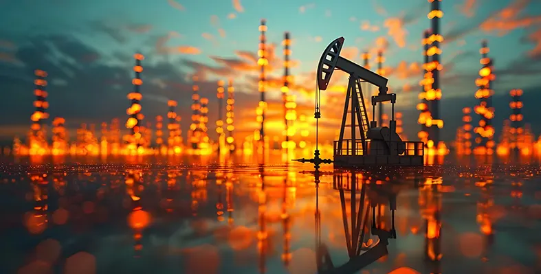 an oil rig with oil and gas industry backdrop 