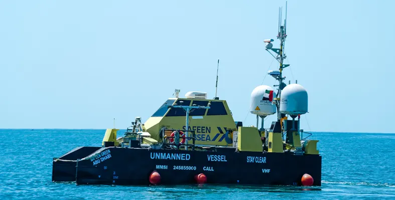 Unmanned surface vehicle (USV) on the sea