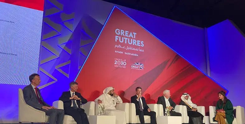 Maurita van Tol (far left) and the Great Futures Festival panel session. (Image source: Johnson Matthey) Panel session at a conference