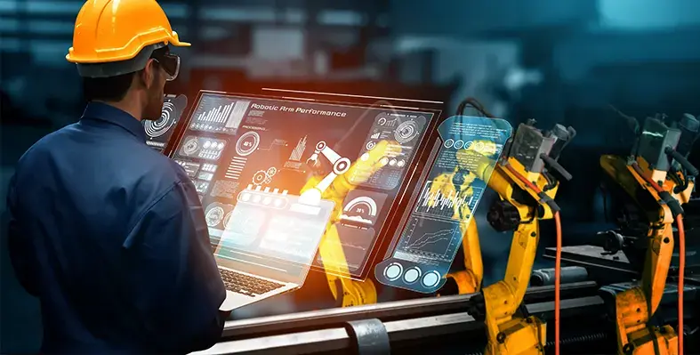 The initiative brings together a range of powerful, scalable, modular solutions designed for the Middle East’s manufacturing landscape. (Image source: Adobe Stock) engineer_operating_manufacturing-robot_on_screen
