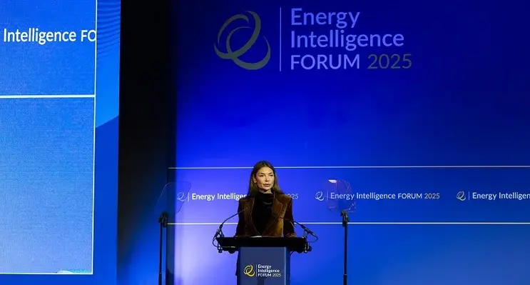 Lara Sidawi Moore, deputy CEO and chairman of the Executive Committee at Energy Intelligence. (Image source: Eneryy Intelligence) Speaker_addressing _audience_at_Energy_Intelligence_Forum