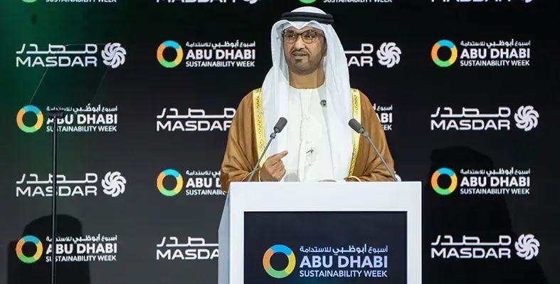HE Dr . Al Jaber addressing Abu Dhabi Sustainability Week