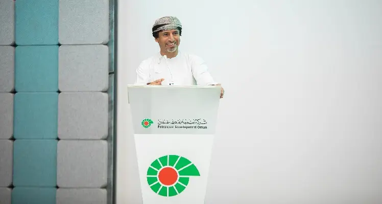 H.E. Minister of Energy and Minerals, Salim Al Aufi speaking on the announcement. (Image source: PDO)