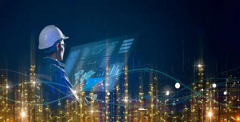 Refinery_worker_with_tablet_representing_digitalisation