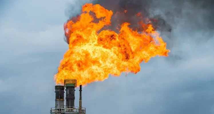 Gas flaring against the sky