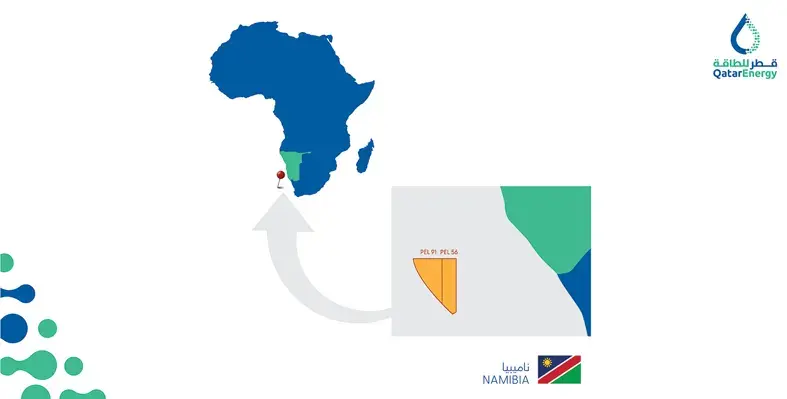 Map of Africa highlighting Namibia exploration blocks