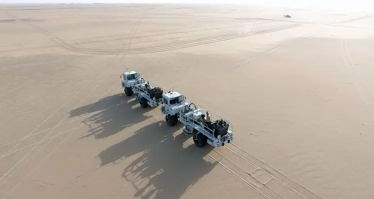 Picture of trucks in the desert