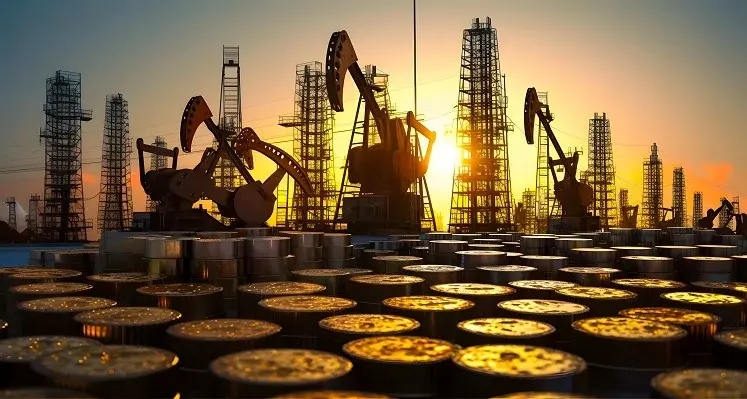 oil rigs and barrels 